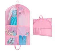 OSDUE Borsa Porta Abiti da 101,6 cm, con 5 Tasche con Cerniera, Borsa da Ballo Antipolvere, per Bambini e Donne, con Manici e Scomparto per Documenti, Borsa Pieghevole da Viaggio (Rosa)