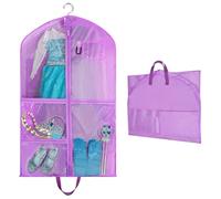 OSDUE Borsa Porta Abiti da 101,6 cm, con 5 Tasche con Cerniera, Borsa da Ballo Antipolvere, per Bambini e Donne, con Manici e Scomparto per Documenti, Borsa Pieghevole da Viaggio (Viola)