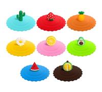 OSDUE Coperchio Della Tazza in Silicone, 8 Pezzi Coperchi Tazza Silicone Riutilizzabile Copri Tazza Rotondi, Coperchio in Silicone Alimentare per Caffè, Boccale di Birra, Tazza, Tazze Tè Ecc (Frutta)