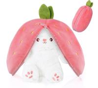 OSDUE Easter Bunny Peluche, Strawberry Coniglio Plush Toys With Soft Double-Sided Ears, Puppet Giocattolo for Children 3-8 Years