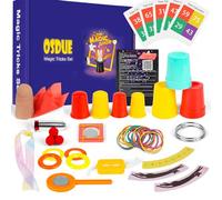 OSDUE Giochi di Magia, 12 Trucchi Magici, con Principianti Magico Bacchetta | Magic Tricks Kit e Istruzioni, Scompaiono i Foulard di Seta, calcoli veloci