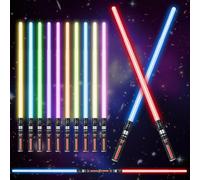 OSDUE Lightsaber RGB a 12 Colori Modificabili 2 Pezzi per Halloween Cosplay | Laser Telescopiche Lightsaber Giocattolo Manico Lunghezza Regolabile Soundfont di Battaglia di Film Simulati