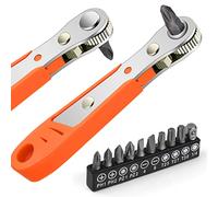 OSDUE Mini chiave a cricchetto, cacciavite magnetico Phillips ad angolo retto per spazi difficili, con attacco da 1/4 di pollice ad alta coppia offset reversibile mini cacciavite offset a cricchetto