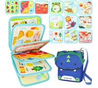 OSDUE Montessori Busy Board Feltro, Busy Libro Feltro Giochi per Bambini Sensoriale Educativo Giochi per Bimba e Bambino Libro Tranquillo Zaino a Tracolla Montessori per 2-6 Anni Pannello Montessori