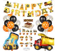 OSDUE Palloncini per Bambini, 36 Pcs Decorazione per Feste di Escavatore, Buon Compleanno Festone, Palloncini Numero, Topper per Torte, Cupcake Toppers Decorazioni