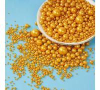 OSDUE Perle di Zucchero Commestibili, 130 g Decorazioni Commestibili Eleganti e Vegane, Decorazione di Torte, Dessert, Cupcakes, perfetto per natale biscotti muffins cakepops (Oro-130g)