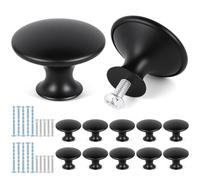 OSDUE Pomelli per Mobili 10 Pezzi, 30 mm Pomolo per Mobili Rotondo Cassetti Chic Maniglie per Mobili Della Cucina Antiche con Viti per Mobili Cucina Armadi Comò, Nero