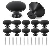 OSDUE Pomelli per Mobili 12 Pezzi, 30 mm Pomolo per Mobili Rotondo Cassetti Chic Maniglie per Mobili Della Cucina Antiche con Viti per Mobili Cucina Armadi Comò, Nero