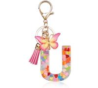 OSDUE Portachiavi Donna, Portachiavi con Lettera con farfalla rosa carina, Portachiavi da Personalizzare, Regalo Creativo Esclusivo con Portachiavi con Lettera per Gli Amici, per Zaino Borsa Scuola