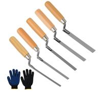 OSDUE Set di 5 Spatole per Giunti, 6 8 10 12 15mm per Mattoni e Mattoni | Paletta Set con Maniglia in Legno, Frattazzo, Frattazzo Liscio, Working Tools per Lisciare Intonaci, Colle, Gessi e Stucchi