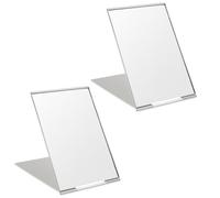 OSDUE Specchio Portatile Pieghevole, 2Pezzi Specchi da Tavolo, Specchio per il Trucco Super HD Portatile Specchio da Viaggio Pieghevole Specchio Compatto e Tascabile Ideale Specchio Piccolo Argento