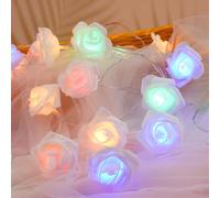 OSDUE Stringa Luminosa a Forma di Rosa, 3M 20 PZ Catena Luminosa con Rose LED Stringa di Luci con Ghirlanda Lucine per Matrimoni Rattan Colore Luce per Feste Compleanno, Matrimoni, Vacanze