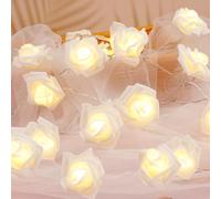 OSDUE Stringa Luminosa a Forma di Rosa, 3M 20 PZ Catena Luminosa con Rose LED Stringa di Luci con Ghirlanda Lucine per Matrimoni Rattan Bianco Caldo Luce per Feste Compleanno, Matrimoni, Vacanze