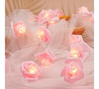 OSDUE Stringa Luminosa a Forma di Rosa, 3M 20 PZ Catena Luminosa con Rose LED Stringa di Luci con Ghirlanda Lucine per Matrimoni Rattan Bianco Caldo Luce per Feste Compleanno, Matrimoni, Vacanze