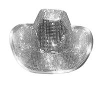 Oseczmut Cappello Da Cowboy Ball Discoteca | Cowboy Discoteca Sfaccettato | Cappelli Da Cowgirl Con Paillettes Specchio, Cappelli Da Cowgirl Glitter Fluo, Cappello Da Cowboy Argento