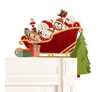 Oseczmut Decorazione natalizia per porta - Elk Babbo Natale ornamento per cornice di porta in legno - decorazioni per porta di Natale sospese per forniture per feste a casa