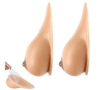 OSEMISS Seno in Silicone/Tene finte Autoadesive Realistiche 1 Paio B-EE Forme del Seno per Mastectomia Protesi Crossdress Travestito Cosplay,Suntan,D|Cup (1000g/Pair)