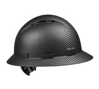 OSHA - Casco di sicurezza a tesa intera, resistente, leggero, in fibra di carbonio, casco rigido a 6 punti, con sospensioni a cricchetto, per uomini e donne (nero opaco, standard)