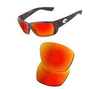 OSharp Lenti di ricambio per occhiali da sole Costa Del Mar Tuna Alley - HD polarizzate, specchiate, protezione UV e perfettamente adattabili, Rosso Fuoco Specchiato - Polarizzato HD