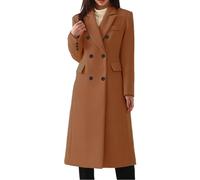 Osheoiso Cappotto di Lana da Donna Cappotti Lungo Invernali Autunno Maniche Lunghe Moda Casual Eleganti Taglie Forti Giacca C Marrone 3XL