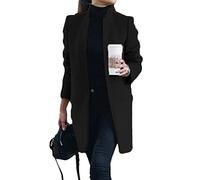 Osheoiso Cappotto di Lana da Donna Cappotti Lungo Invernali Autunno Maniche Lunghe Moda Casual Eleganti Taglie Forti Giacca Taglie Forti B Nero 3XL