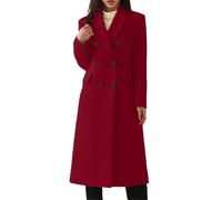 Osheoiso Cappotto di Lana da Donna Cappotti Lungo Invernali Autunno Maniche Lunghe Moda Casual Eleganti Taglie Forti Giacca C Vino Rosso XL