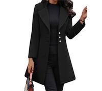 Osheoiso Cappotto di Lana da Donna Cappotti Lungo Invernali Autunno Maniche Lunghe Moda Casual Eleganti Taglie Forti Giacca Taglie Forti A Nero XL