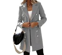 Osheoiso Cappotto di Lana da Donna Cappotti Lungo Invernali Autunno Maniche Lunghe Moda Casual Eleganti Taglie Forti Giacca A Grigio XL