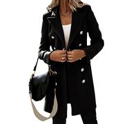 Osheoiso Cappotto di Lana da Donna Cappotti Lungo Invernali Autunno Maniche Lunghe Moda Casual Eleganti Taglie Forti Giacca A Nero XXL