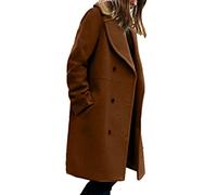 Osheoiso Cappotto di Lana da Donna Classica Media Lunghezza Giubbotto Antivento Invernale Caldo Giacca Slim Fit Vintage Donna Eleganti Coat Giacca Trench C Marrone S