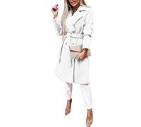 Osheoiso Cappotto di Lana da Donna Classica Media Lunghezza Giubbotto Antivento Invernale Caldo Giacca Slim Fit Vintage Donna Eleganti Coat Giacca Trench B Bianco XL