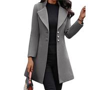 Osheoiso Cappotto di Lana da Donna Moda Cappotti Lungo Invernali Autunno Maniche Lunghe Casual Eleganti Taglie Forti Giacca Taglie Forti A Grigio M