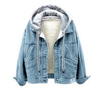 Osheoiso Moda Giacca Casual Donna Jacket Corduroy Giacca in Denim Elegante Giacca da Donna a Maniche Lunghe Giacca da Ufficio Cappotto A Blu L