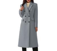 Osheoiso Tenere Caldo Lungo Casual Donna Cappotto con Bottoni Giacca di Lana da Donna Elegante Cappotto Lungo Tinta Unita C Grigio L