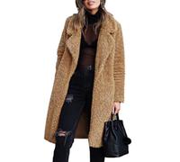 Osheoiso Tenere Caldo Lungo Elegante Casual Leggero Giacca da Donna a Maniche Lunghe Giacca da Ufficio Giacca da Elegante Cappotto Lungo Tinta Unita A Cachi M