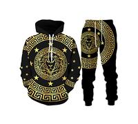 Osheoiso Tuta Uomo Stampato Manica Lunga Magliette Pantaloni Lunghe Sportive Palestra Casual Bodybuilding Running Tenere Caldo Tute da Ginnastica Taglie Forti B 2 L