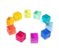 Oshhni 100 pezzi di cubi GEM in acrilico arcobaleno per bambini, set di blocchi di costruzione per l'apprendimento educativo precoce, blocchi impilabili