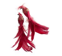 Oshhni 2x decorazioni artificiali per l'albero di Natale con uccellini, clip su ornamenti di uccelli finti per rami, ghirlande per matrimoni, feste, Rosso