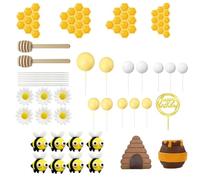 Oshhni 35x Bee Cake Toppers Honey Jar Cake Topper Honey Ape Decorazione per la festa per il genere Riveogni di decorazione del primo giorno