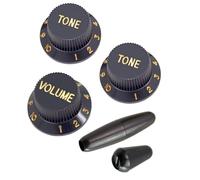 Oshhni 3x Chitarra Singolo ROCKER Maniglia Tappo Kit di accessori per chitarra Accessorio professionale Manopola per chitarra elettrica Manopola di controllo, Nero e oro