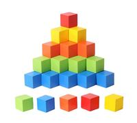 Oshhni 50 pezzi di blocchi di legno per costruzioni, giochi di conteggio, apprendimento, mini, giocattoli per la classificazione matematica, piccoli cubi per, Colorato, L