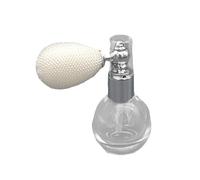 Oshhni Atomizzatore spray per profumo in silicone e vetro, tasca vuota, idea regalo multifunzionale, tappo in alluminio trasparente, design retrò, Bianco