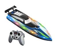 Oshhni Barca telecomandata, motoscafo con Luce, Modello di Barca Giocattolo Acquatico per Bambini da 30 Minuti per Giochi d'Acqua in Piscina per, Blu