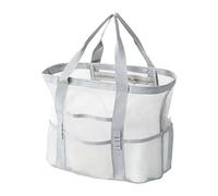 Oshhni Borsa da spiaggia a rete, borsa multiuso per la famiglia, asciugamani, nuoto e tutto il necessario per le vacanze, Grigio