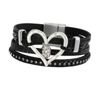 Oshhni Braccialetto con Perline e Chiusura, in Similpelle, Ideale Come Regalo di Compleanno per la Figlia, Nero