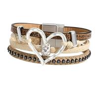 Oshhni Braccialetto con Perline e Chiusura, in Similpelle, Ideale Come Regalo di Compleanno per la Figlia, Cachi