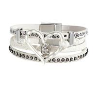 Oshhni Braccialetto con Perline e Chiusura, in Similpelle, Ideale Come Regalo di Compleanno per la Figlia, Bianco