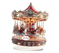 Oshhni Cartello in acrilico con giostra natalizia 2D con supporto, decorazione a forma di, regalo artigianale per Natale, compleanno, Style a
