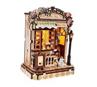 Oshhni Casa delle Bambole in Miniatura Fai da Te in Legno, Decorazione da Scrivania, Piccolo Edificio Ornamentale Fatto a Mano con Luce, Casa delle Bambole F, Negozio di Fiori
