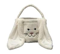 Oshhni Cesta Pasqua Borsa Coniglio Decorativa Porta Dolci Regalo Tessuto Morbido Manico Resistente Adatta per Raccolta Uova Conservazione Caramelle Decorazio, Bianco